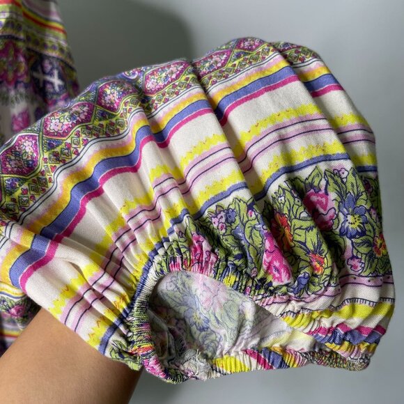 Maeve by Anthropologie Women's Yellow Ceresco Peasant Boho Floral Blouse Small - Picture 9 of 10